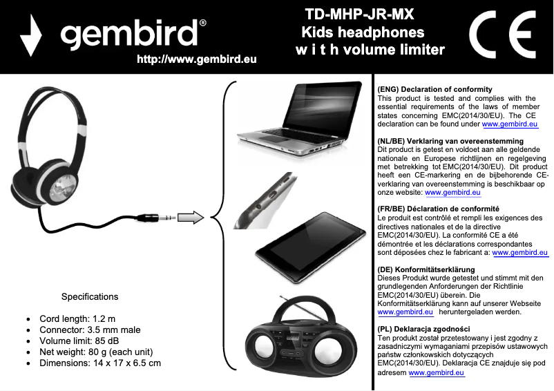 Página 1 del manual Manual de usuario Gembird MHP-JR-PK