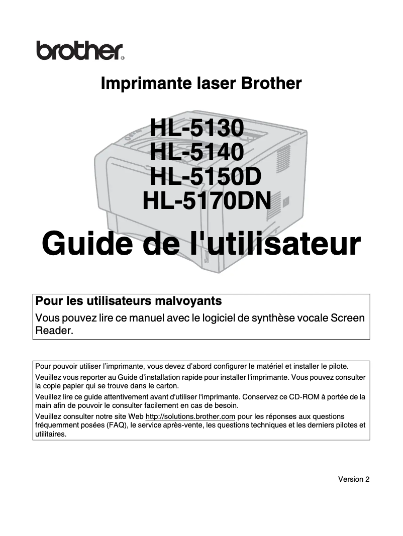 Imagen de la primera página del manual del dispositivo HL-5170DN