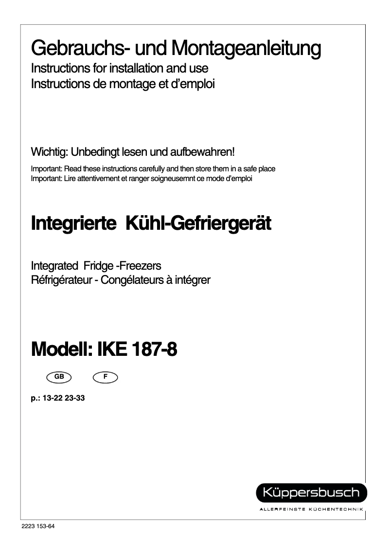 Página 1 del manual Manual de usuario Küppersbusch IKE 187-8