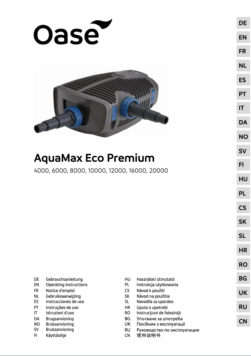 Imagen de la primera página del manual del dispositivo AquaMax Eco Premium 10000