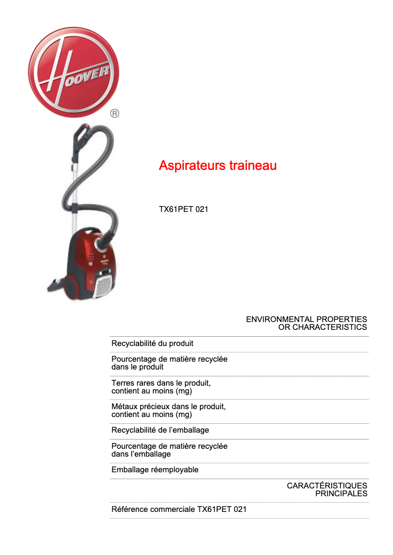 Imagen de la primera página del manual del dispositivo TX61PET 021