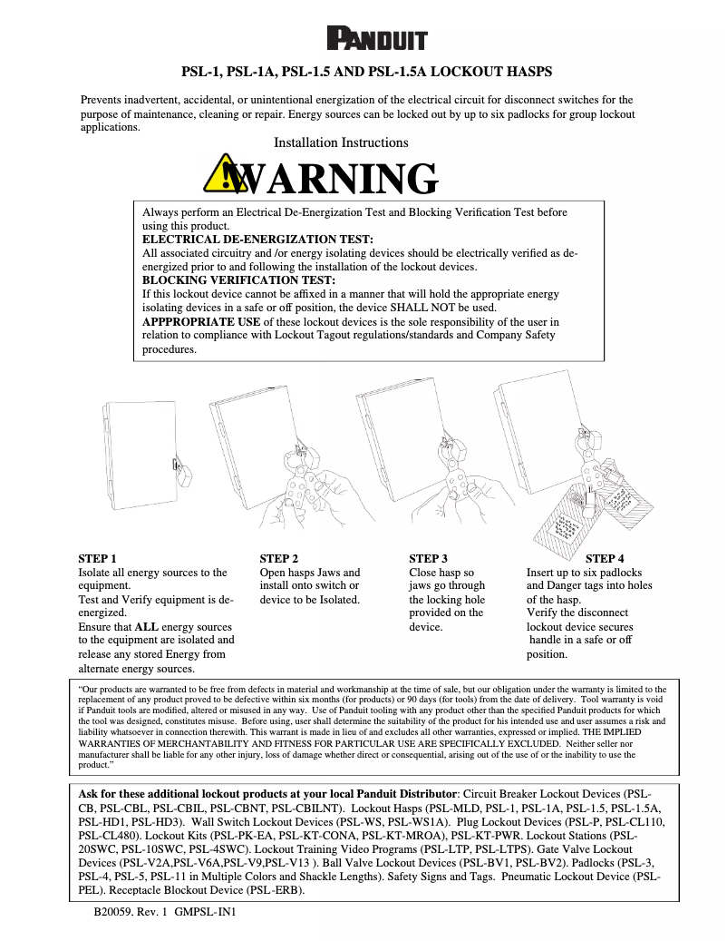 Página nº 1 - Manual de usuario Panduit PSL-1