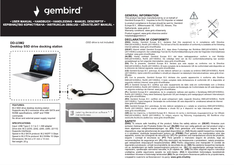 Página 1 del manual Manual de usuario Gembird DD-U3M2