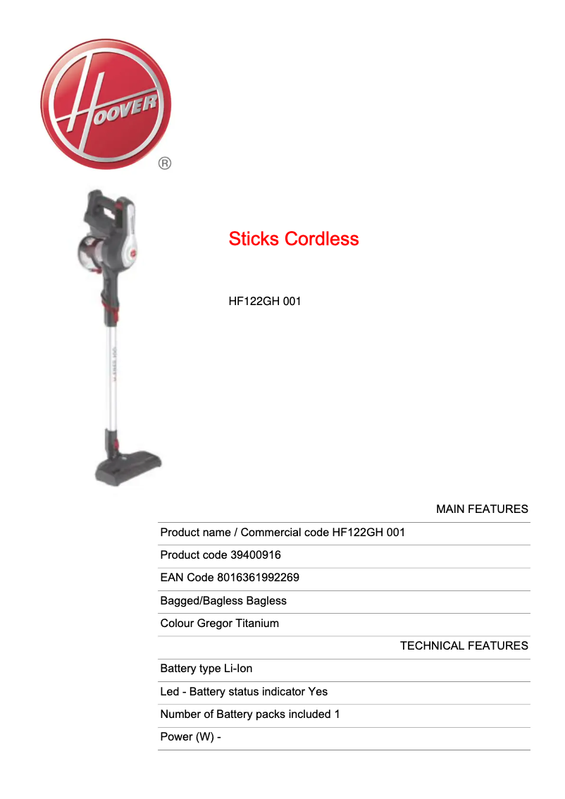 Imagen de la primera página del manual del dispositivo H-FREE 100 HF122GH 001