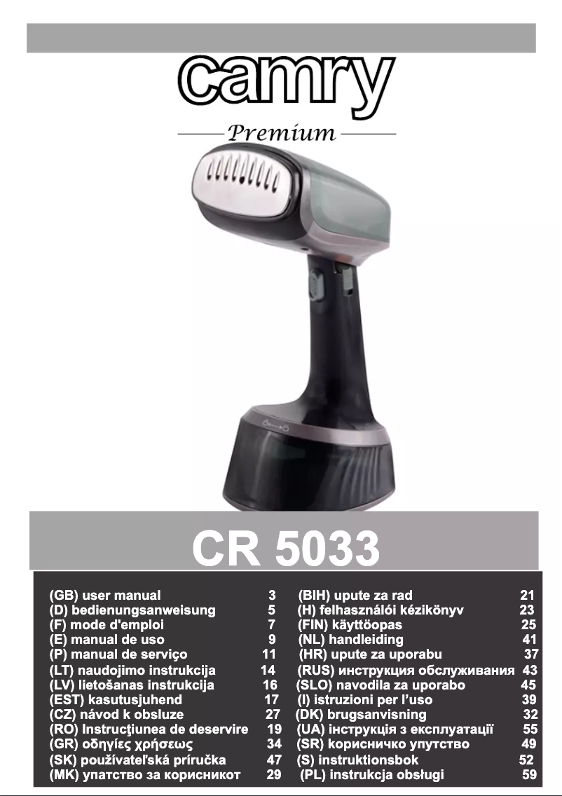 Página 1 del manual Manual de usuario Camry CR 5033