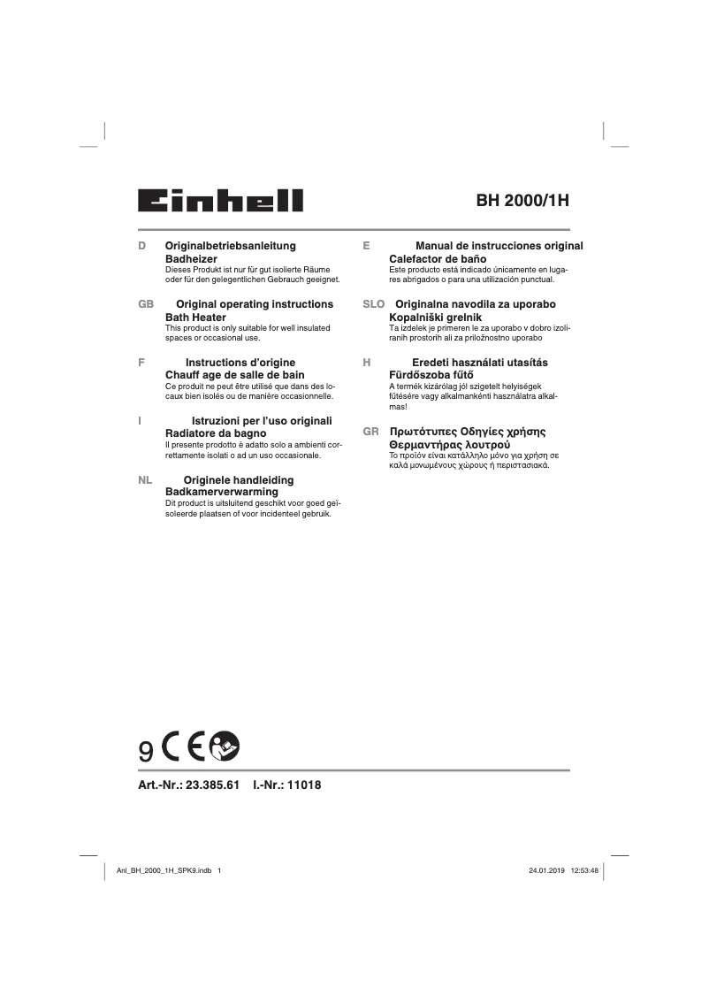 Página 1 del manual Manual de usuario Einhell BH 2000/1