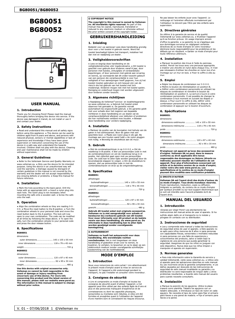 Página 1 del manual Manual de usuario Perel BG80052