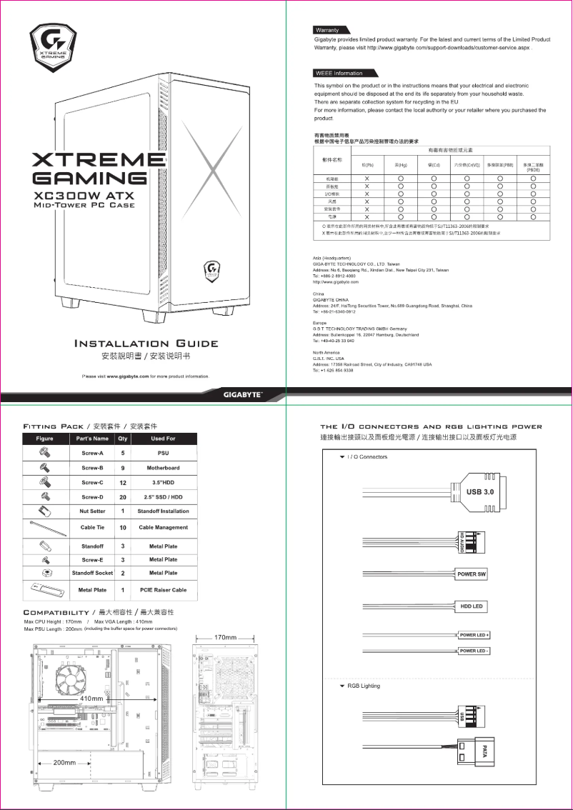 Imagen de la primera página del manual del dispositivo XC300W