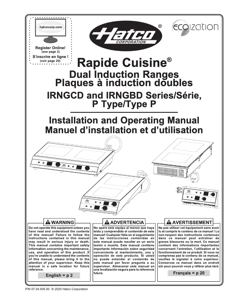 Imagen de la primera página del manual del dispositivo Rapide Cuisine IRNG-PB2-29