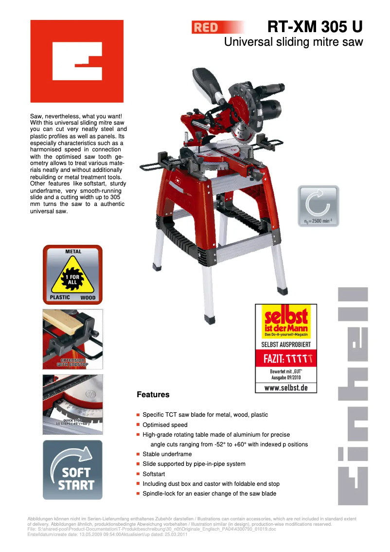 Página nº 1 - Manual de usuario Einhell RT-XM 305 U