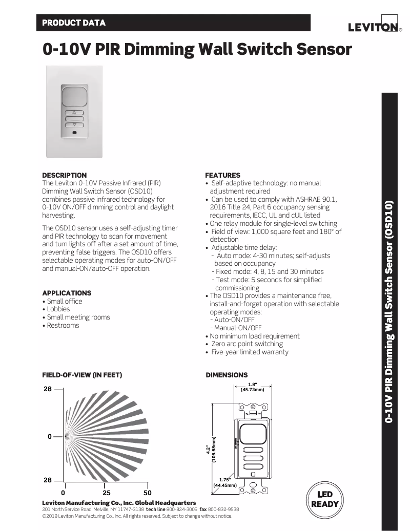 Página 1 del manual Manual de usuario Leviton OSD10-I0W