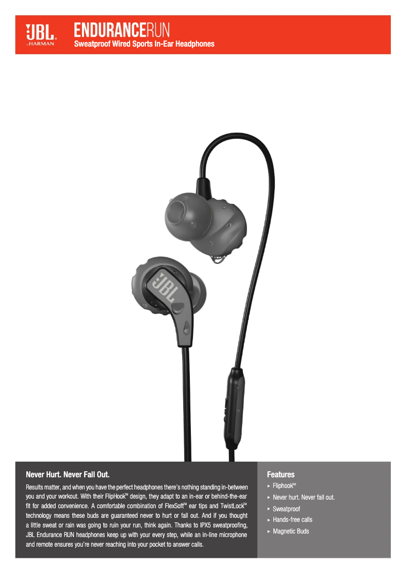 Página 1 del manual Ficha técnica JBL Endurance Run