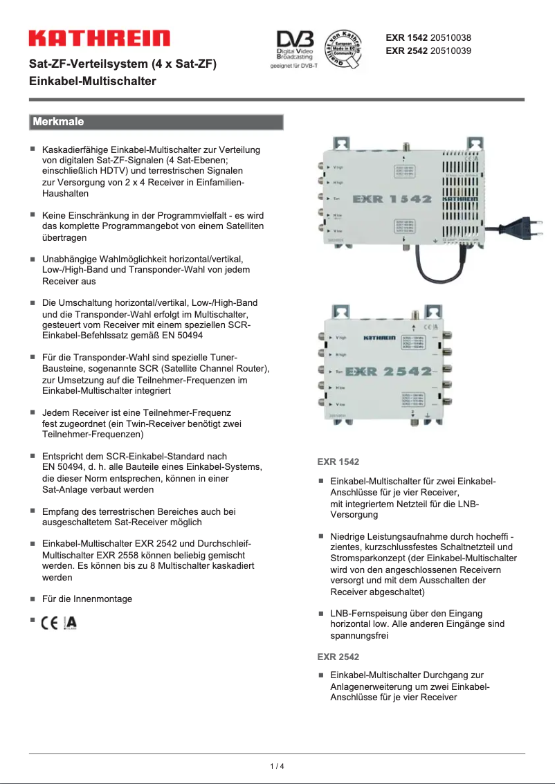 Página 1 del manual Manual de usuario Kathrein EXR 2542