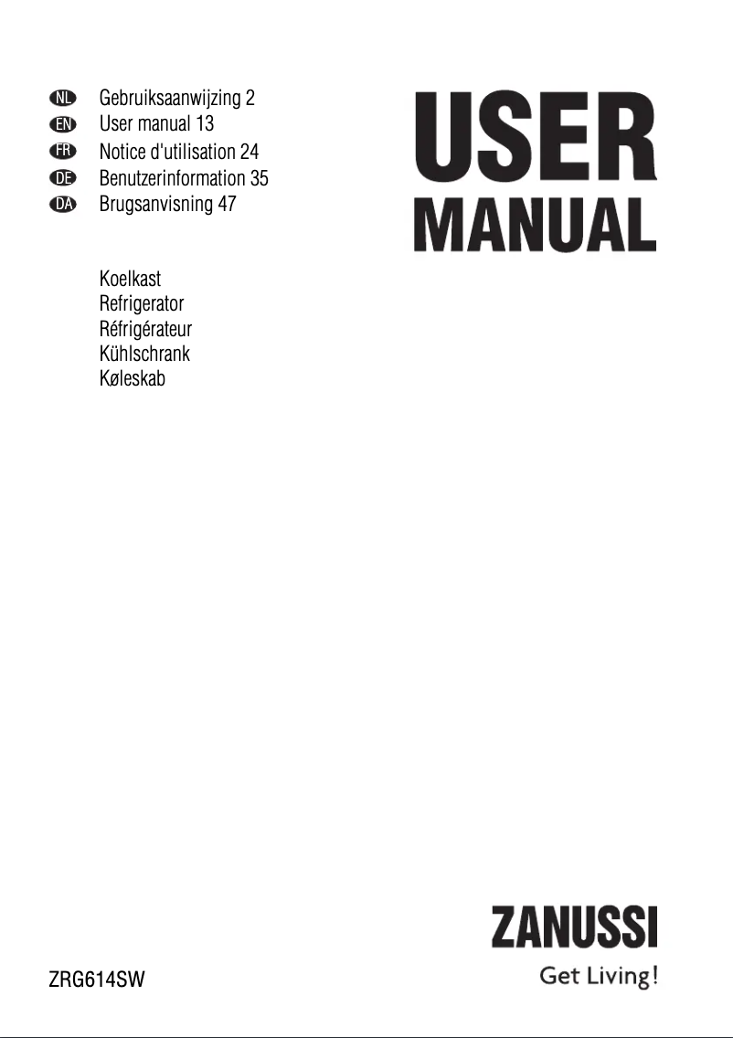 Imagen de la primera página del manual del dispositivo ZRG614SW