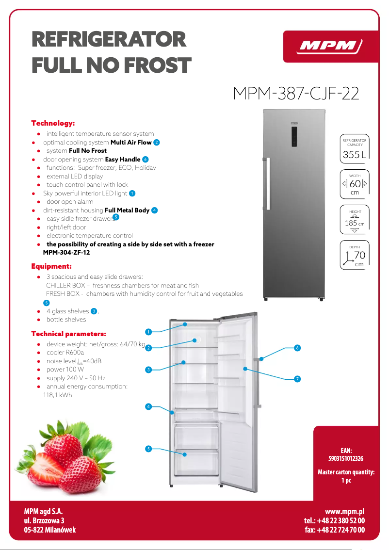 Página 1 del manual Ficha técnica MPM MPM-387-CJF-22