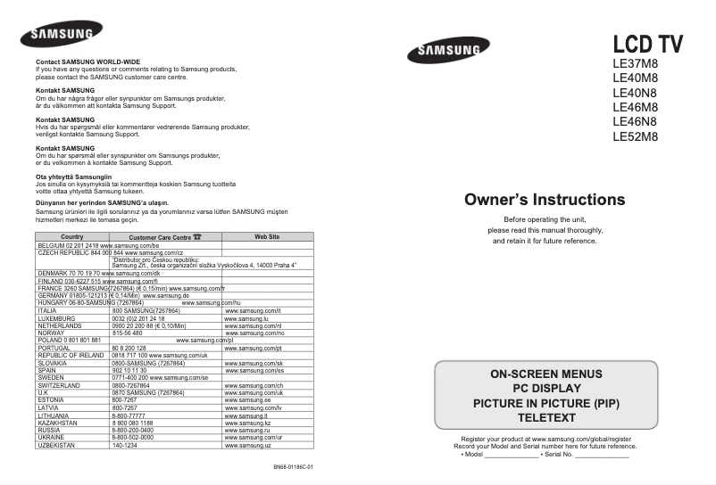 Página 1 del manual Manual de usuario Samsung LE46M86BC