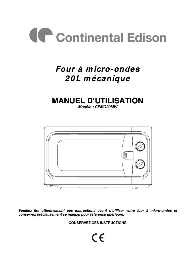 Imagen de la primera página del manual del dispositivo CEMO20MW