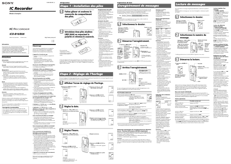 Imagen de la primera página del manual del dispositivo ICD-B16