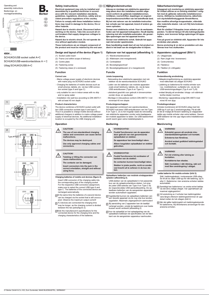 Página 1 del manual Manual de usuario Berker 48047004