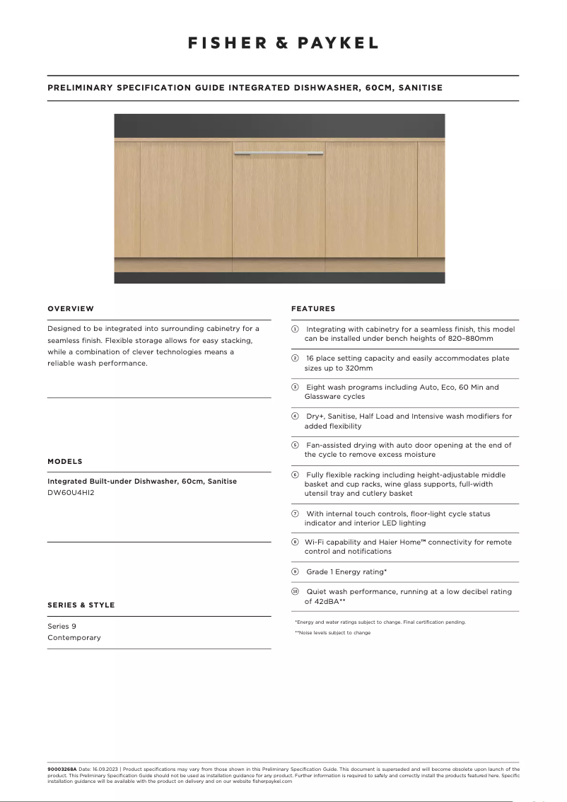 Imagen de la primera página del manual del dispositivo DW60U4HI2