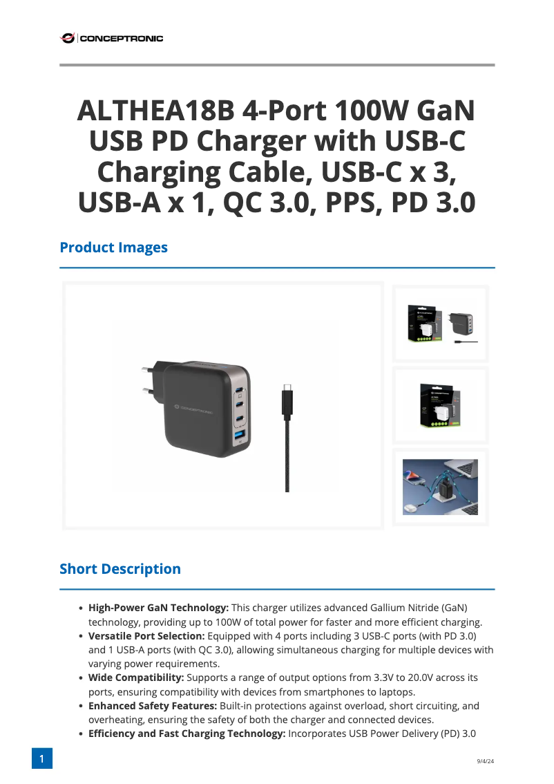Imagen de la primera página del manual del dispositivo ALTHEA18B
