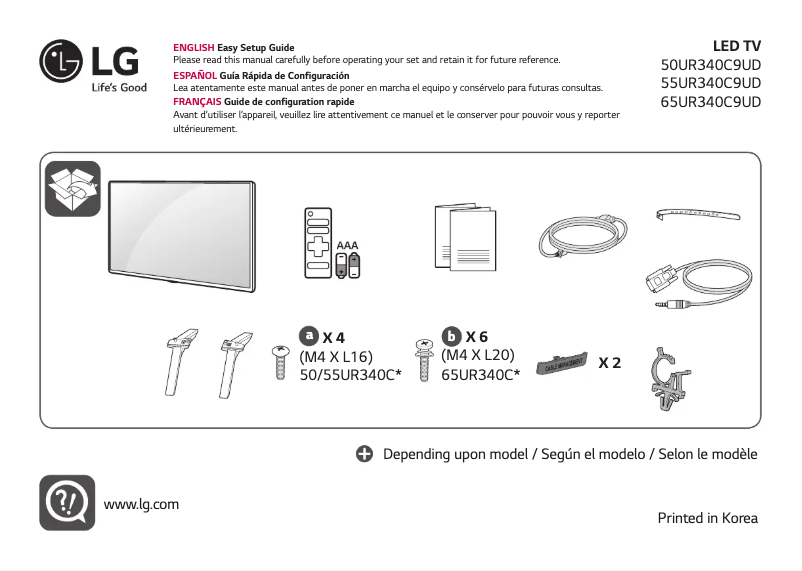 Imagen de la primera página del manual del dispositivo 65UR340C9UD