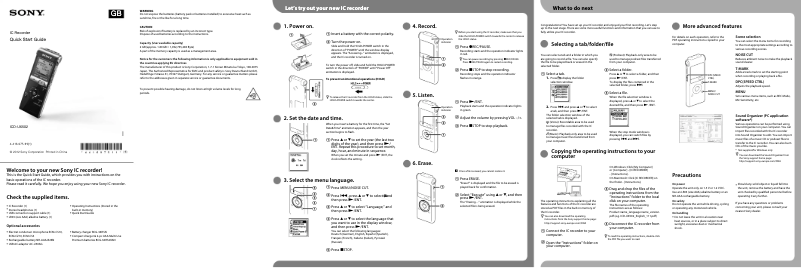 Imagen de la primera página del manual del dispositivo ICD-UX502