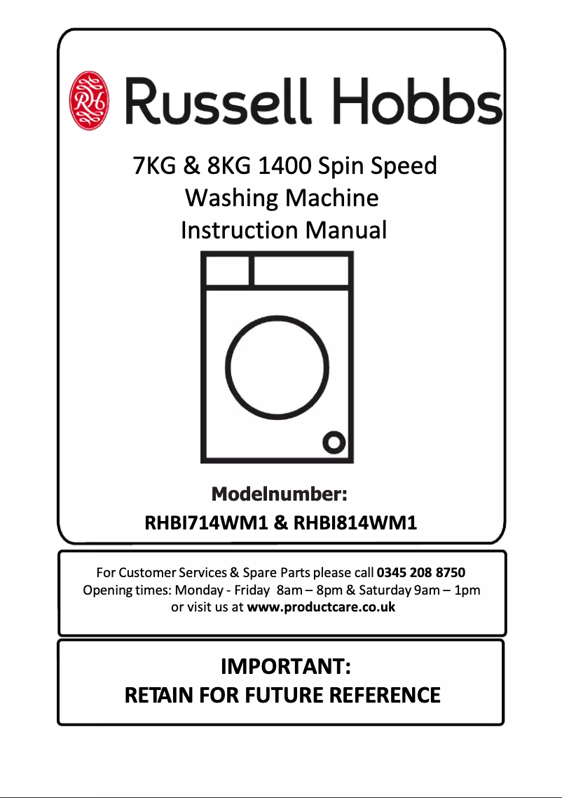 Imagen de la primera página del manual del dispositivo RHBI8140WM1