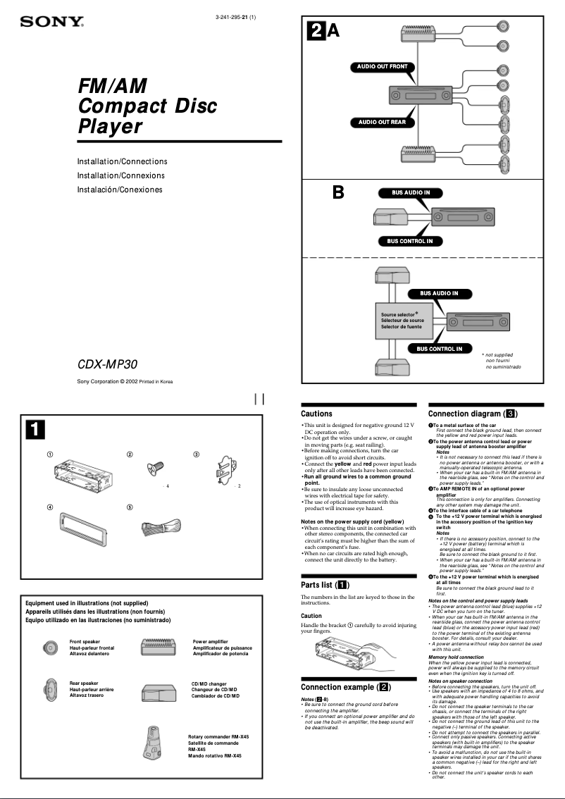Imagen de la primera página del manual del dispositivo CDX-MP30