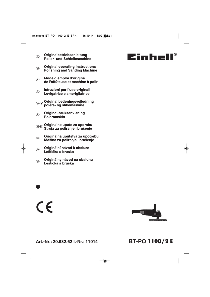 Página 1 del manual Manual de usuario Einhell BT-PO 1100/2 E