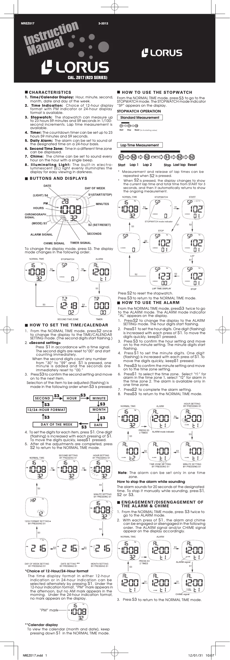 Imagen de la primera página del manual del dispositivo Z017
