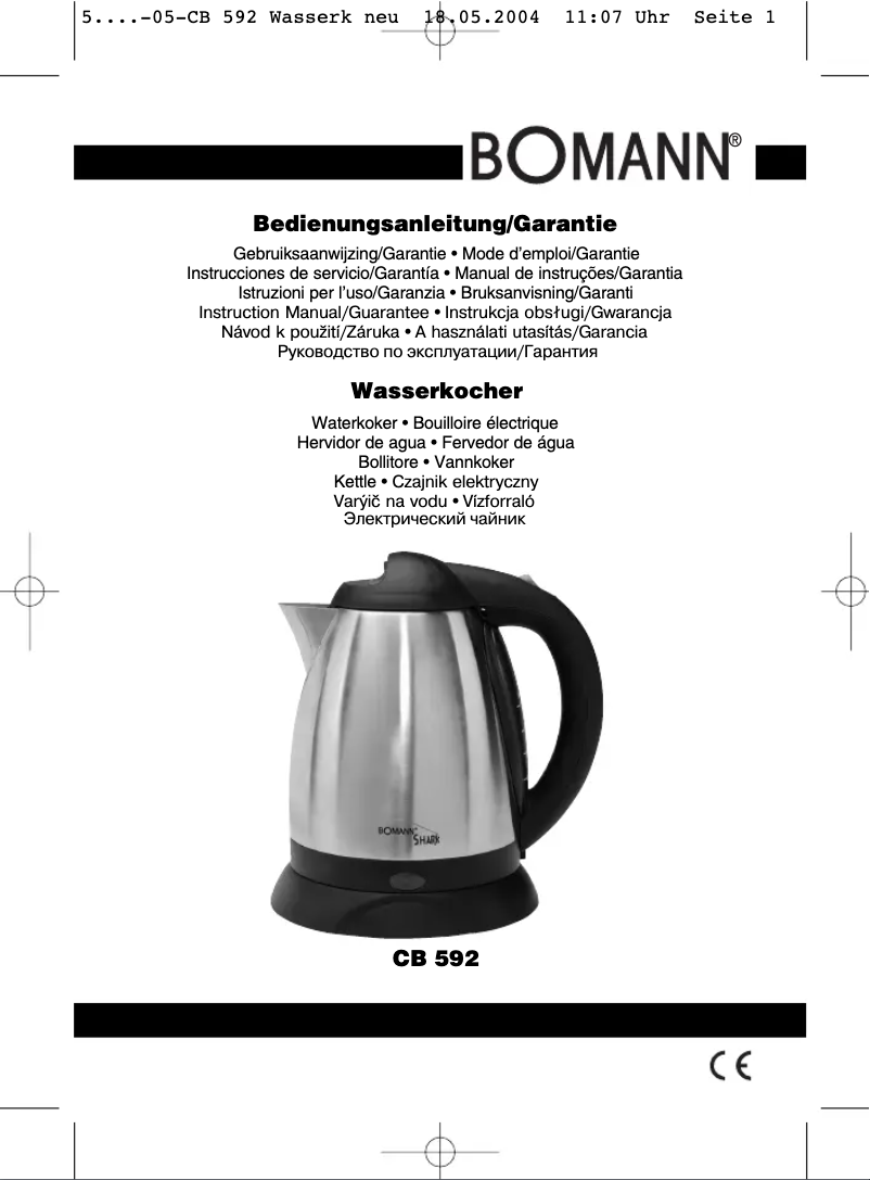 Imagen de la primera página del manual del dispositivo CB 592