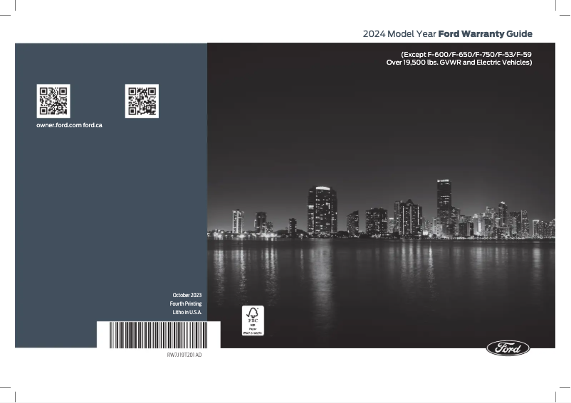 Página 1 del manual Información de garantía Ford Transit (2024)