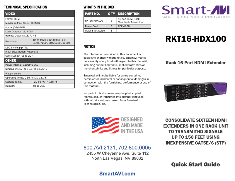 Página 1 del manual Manual de usuario Smart-AVI RKT16-HDX100
