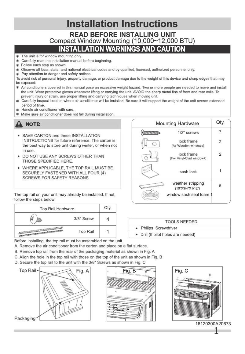 Imagen de la primera página del manual del dispositivo FHWC104WB1