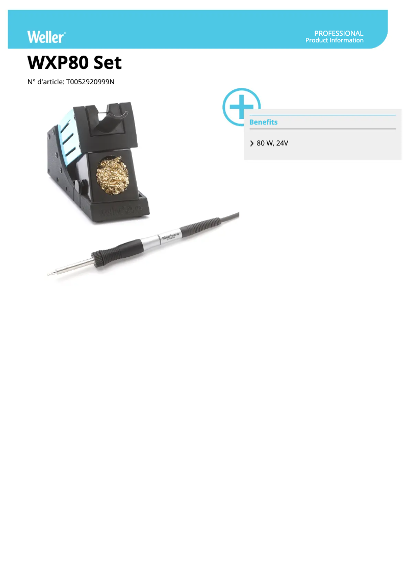 Página 1 del manual Ficha técnica Weller WXP 80