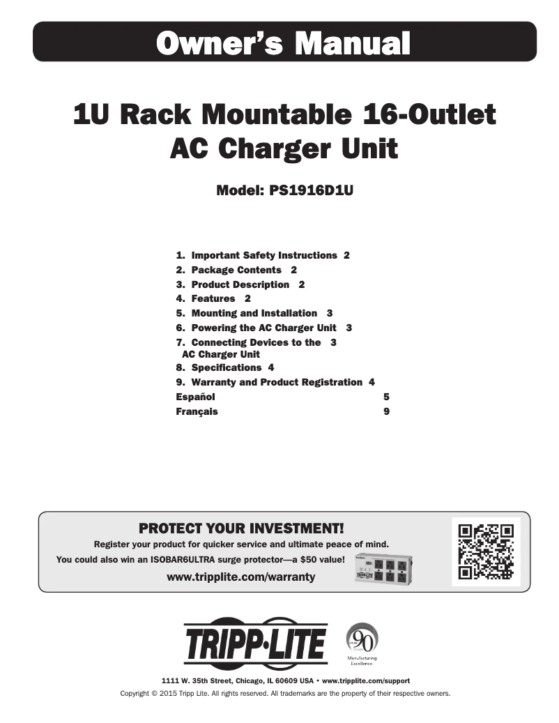 Imagen de la primera página del manual del dispositivo PS1916D1U