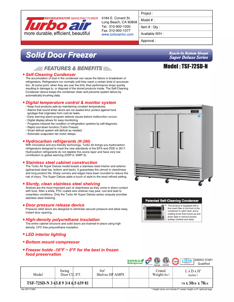 Imagen de la primera página del manual del dispositivo TSF-72SD
