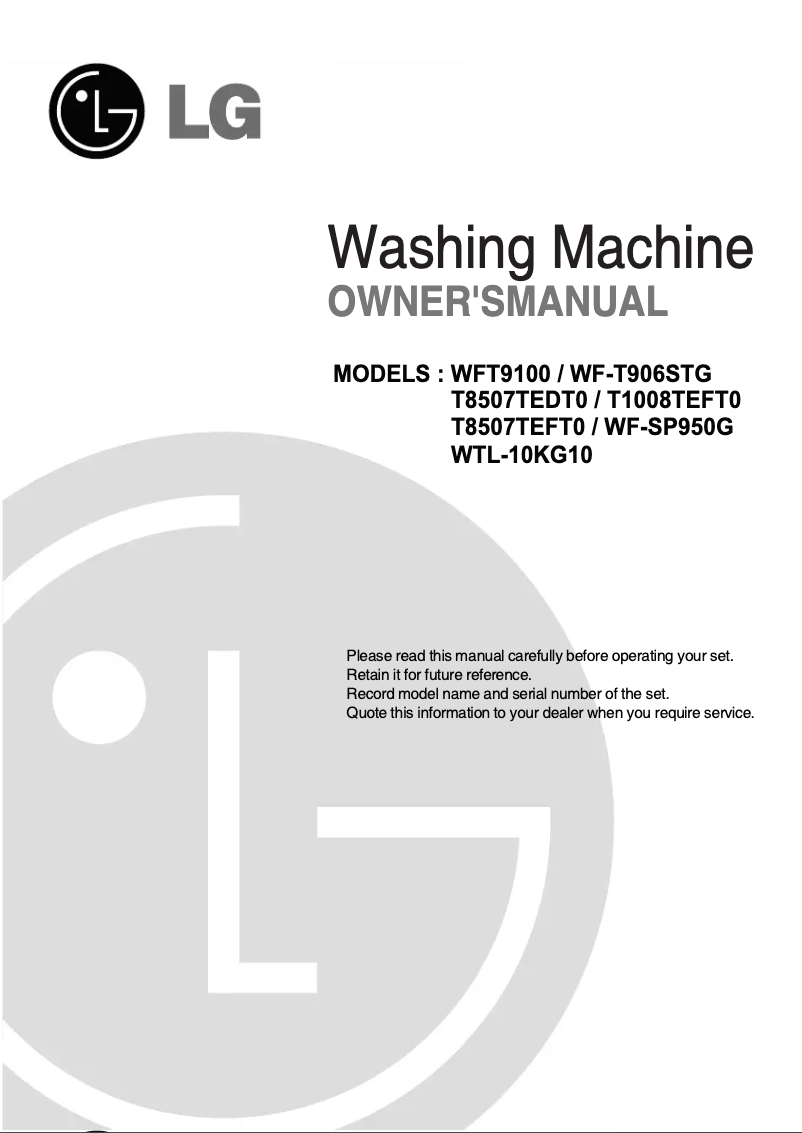 Página nº 1 - Manual de usuario LG WTL-10KG10