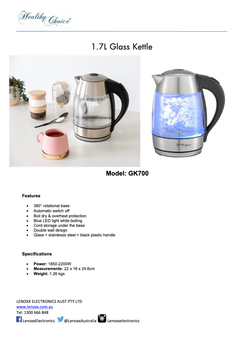 Página nº 1 - Ficha técnica Healthy Choice GK700