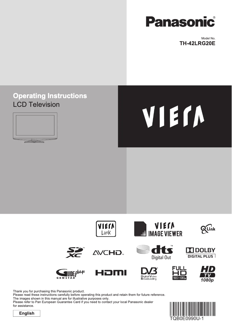 Imagen de la primera página del manual del dispositivo Viera TH-42LRG20