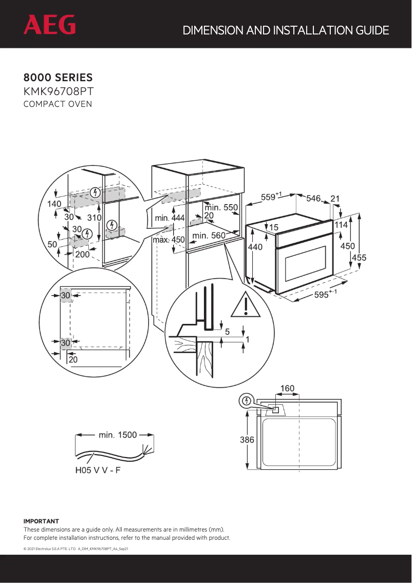 Página nº 1 - Dibujo técnico AEG KMK96708PT