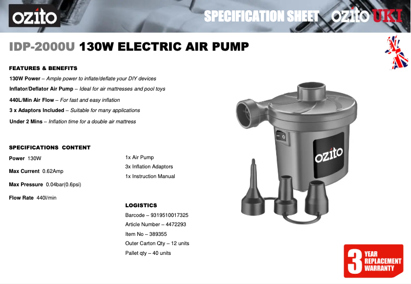 Imagen de la primera página del manual del dispositivo IDP-2000U