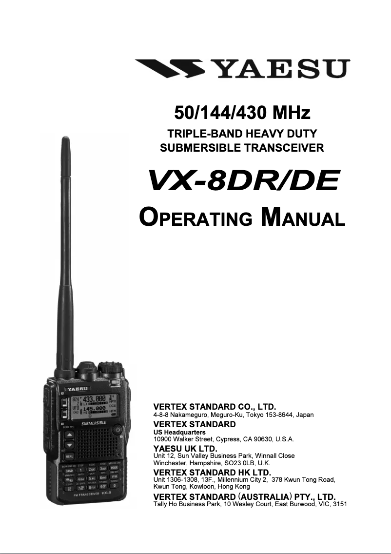 Página nº 1 - Manual de usuario Yaesu VX-8DR