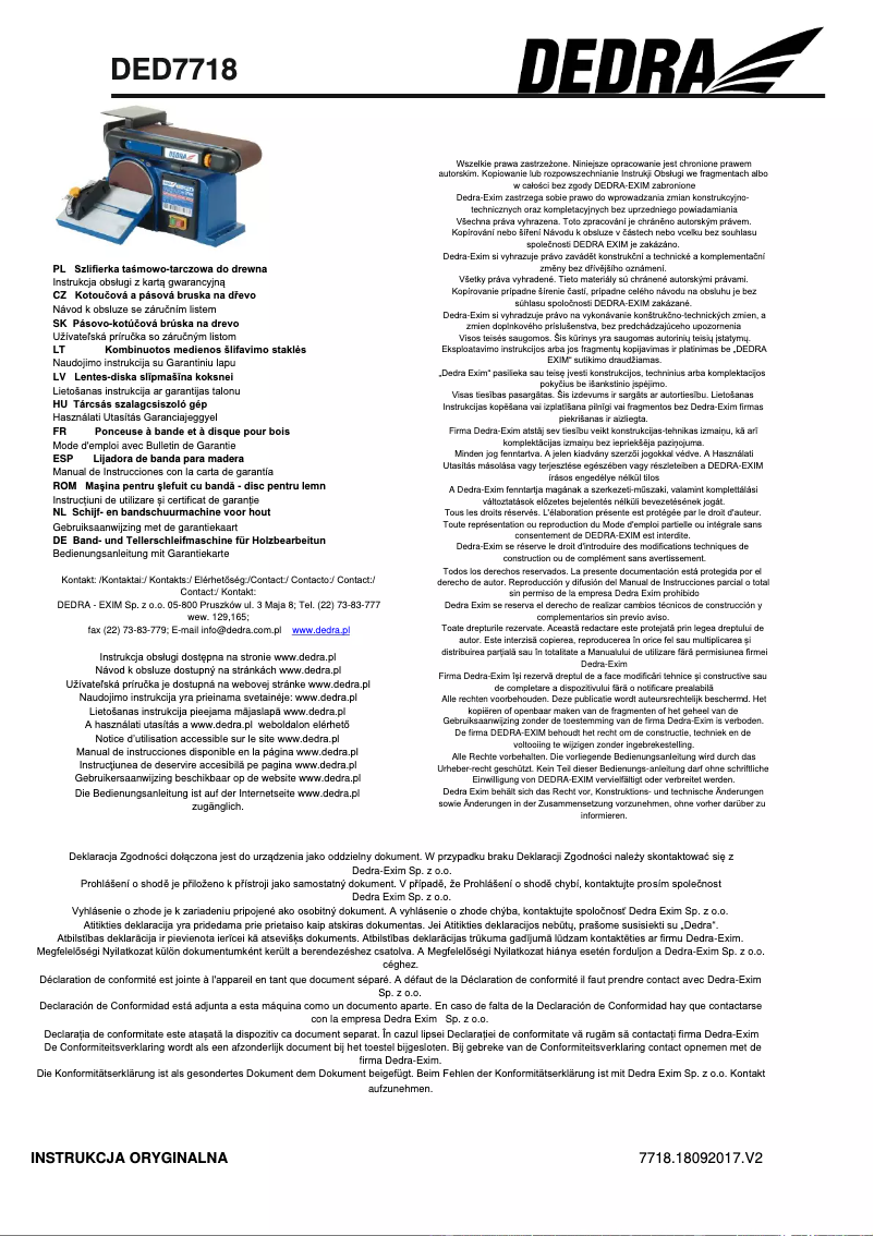 Imagen de la primera página del manual del dispositivo DED7718