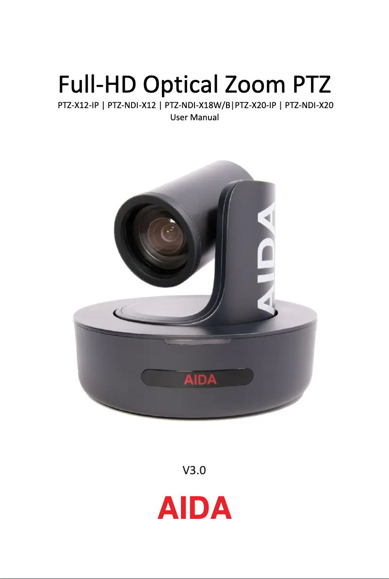 Página 1 del manual Manual de usuario Aida PTZ-X20-IP