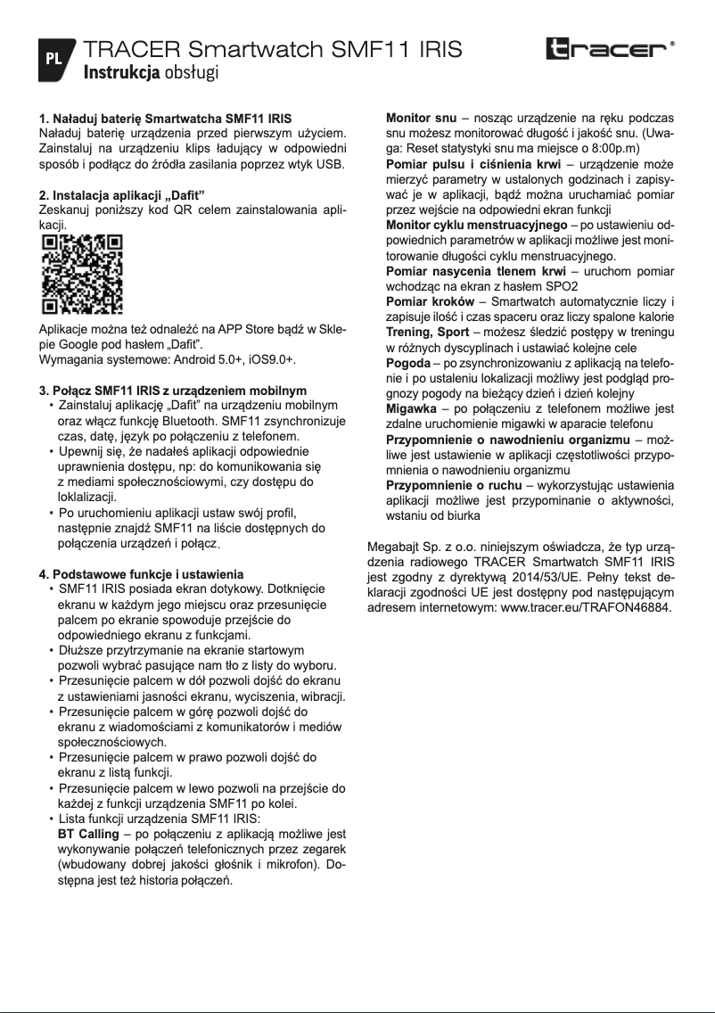 Página nº 1 - Manual de usuario Tracer SMF11 Iris