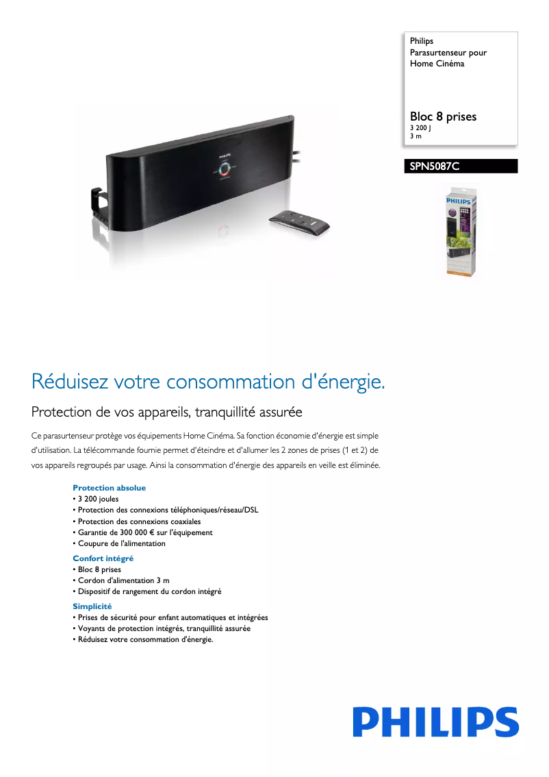 Página 1 del manual Ficha técnica Philips SPN5087