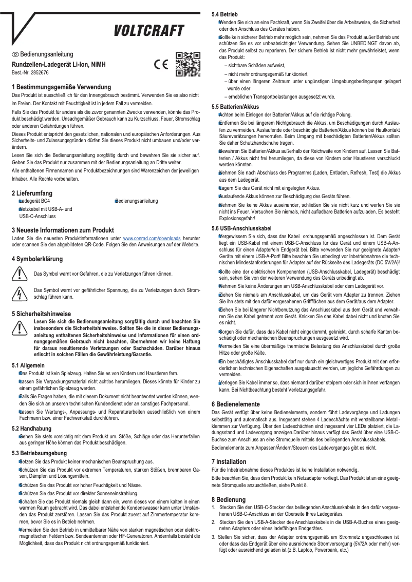 Página nº 1 - Manual de usuario Voltcraft BC4