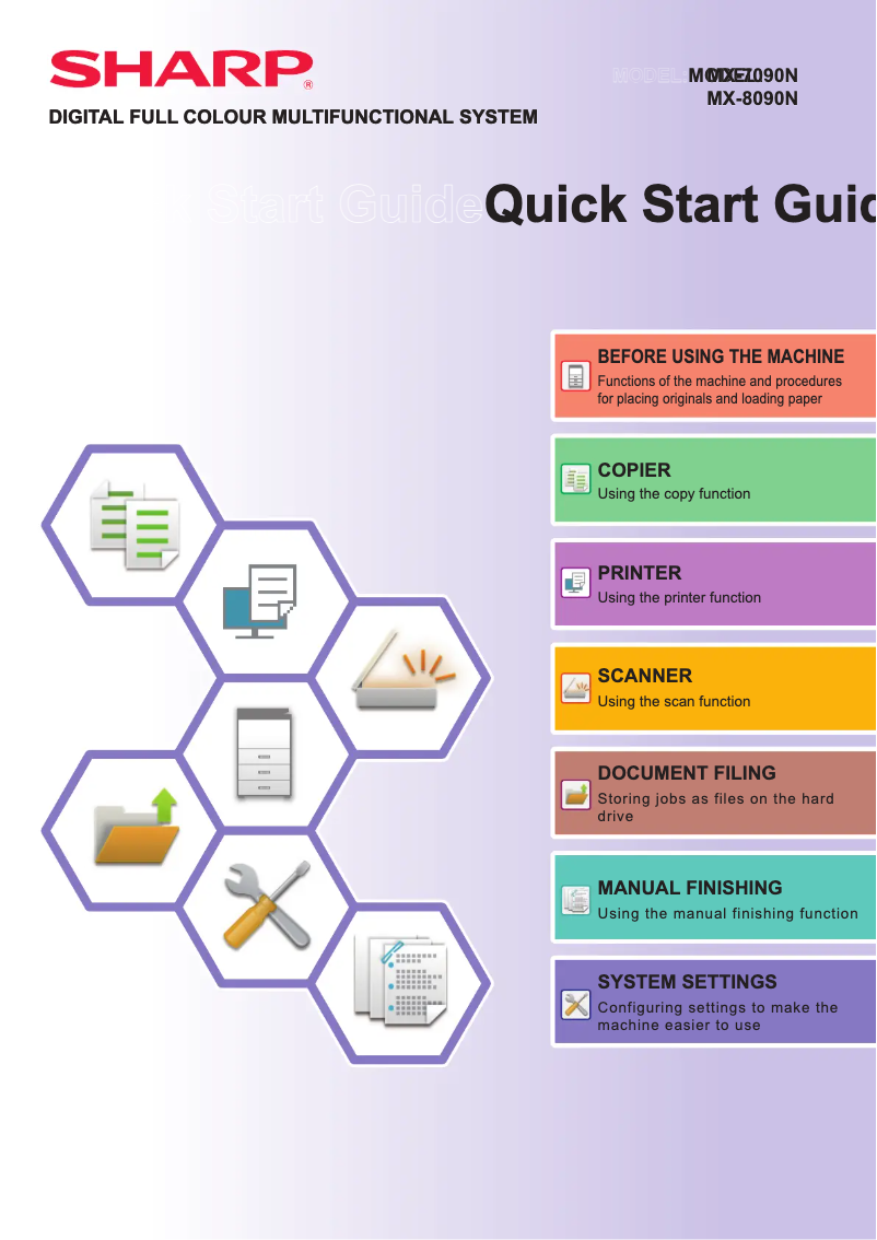 Imagen de la primera página del manual del dispositivo MX-8090N